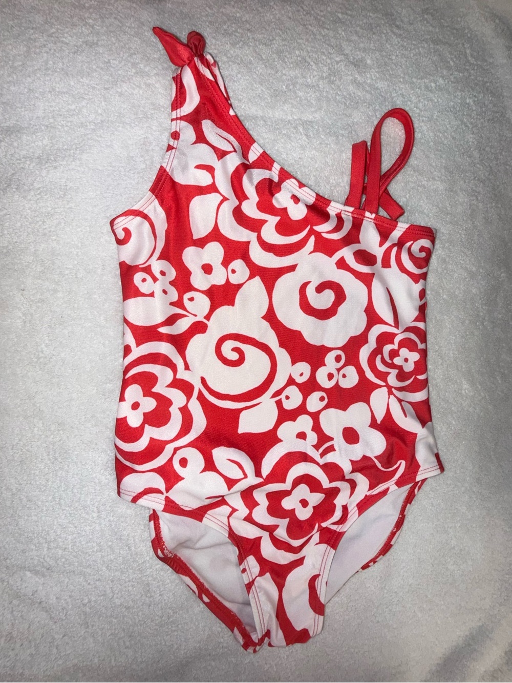 Girls Two Floral One-Piece Swimsuits - Black Multicolor & Red White Size 10/12 - Picture 2 of 7